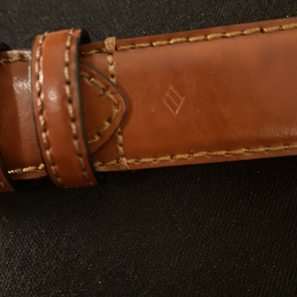 Joseph Abboud Men’s Brown Italian Leather Belt Brushed Distressed Brass Buckle - Picture 3 of 16